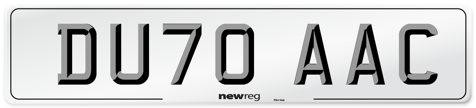 DU70 AAC Number Plate from New Reg
